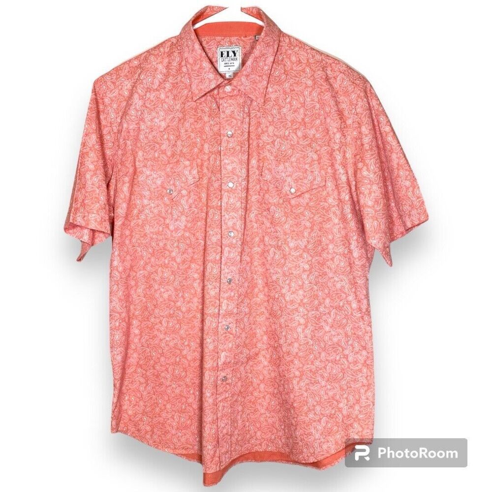 Ely Cattleman Western pearl snap shirt Orange size XL Spring Easter